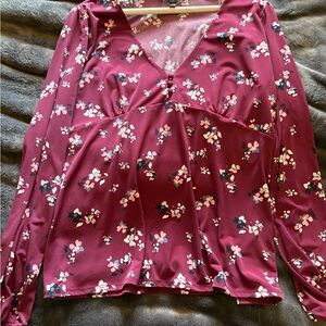 Banana Republic Red Tie Front Fitted Blouse